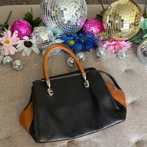 Black and Camel Leather Handbag